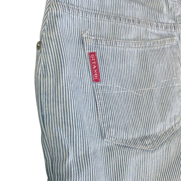 Gitano Vntg 90s High Waist Pin Stripe 100% Cotton Button Shorts Size 11/12 28x5 - Picture 7 of 10